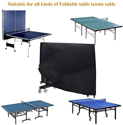 Table Tennis Table Cover Outdoor Indoor Foldable Ping Pong Table Protector Waterproof Dustproof Folding Table Tennis Table Storage Covers (210D Oxford Fabric)