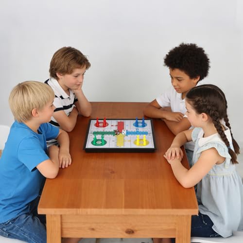 Magnetic Ludo Board Game Set with Folding Board Classic Travel Games for Kids and Adults - 9.84 Inches