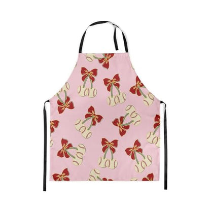 Castle Fairy Cartoon Baseball Kitchen Apron,Bow Knots Waterproof Apron - color: Khaki Pink Red