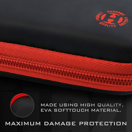 Harrows Darts Blaze Darts Wallet | Darts Case Holds 3 Assembled Darts and Accessories | Protective EVA Material | Professional Darts Accessories - color: BLACK RED