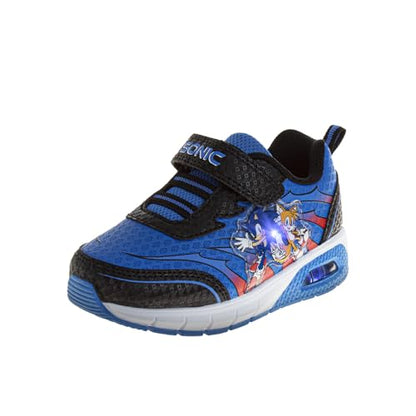 Josmo Kids Sonic the Hedgehog Sneakers LED Light Up Shoe (Toddler/Little Kid) - color: Black Blue, size: 6 Toddler