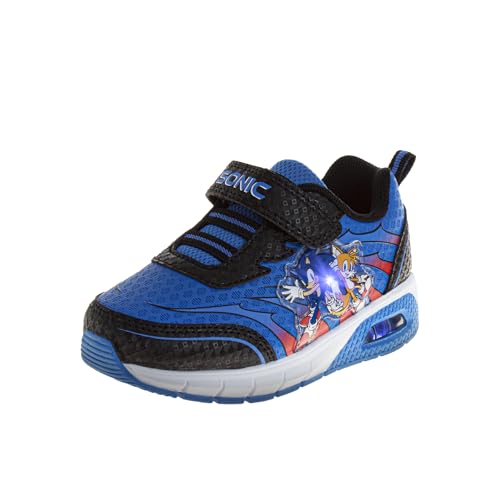 Josmo Kids Sonic the Hedgehog Sneakers LED Light Up Shoe (Toddler/Little Kid) - color: Black Blue, size: 12 Little Kid