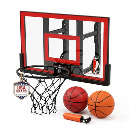 Efficraft Mini Basketball Hoop, Adjustable Indoor Wall Mount, Silent Ball | 7 Level Adjustable Height, Quiet&Bounce Dual Ball Set, Shatter Resistant pc Backboard, Spring Metal Rim, Metal Bracket - color: Red, size: Small