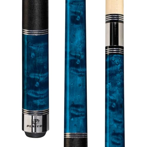 Players Classic Birds-Eye Maple with Triple Silver Rings Cue - color: Cobalt Blue, size: 20 Ounce