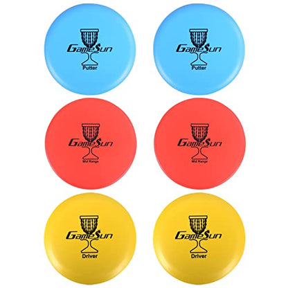 DISC Golf Set-Includes 1pc Heavy Duty Nylon Carry Bag, 2pcs Drivers, 2pcs Mid-Ranges, 2pcs Putters, 1pc Mini Disc Marker, 1pc 12”x12” Embroider Logo Black Towel and 1pc Gift Color Box - color: Gray