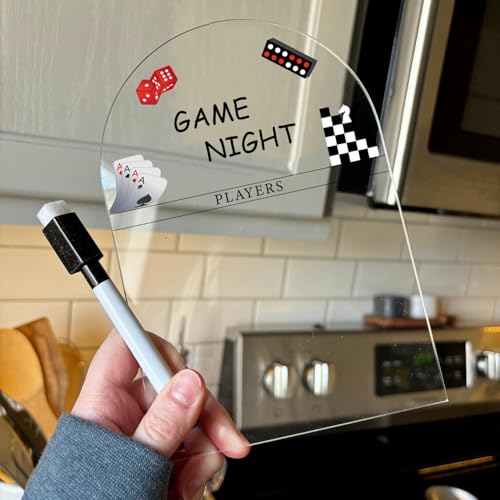 Personalized Family Game Night Scoreboard – Custom Dry Erase Score Tracker Board with Marker, Reusable Acrylic Game Scoreboard (5”X7“) - style: S