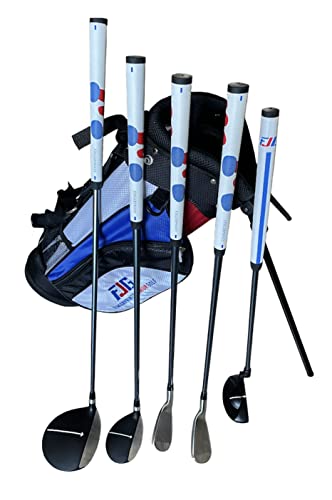 Fingerprints Junior Golf Club Set - Perfect for Junior Golfers - Left-Handed & Right-Handed Options - Complete Set in Multiple Sizes with Driver, Hybrid, 7i, PW, Putter & Stylish Stand Bag - size: Golf Club Set for 45"-52" tall