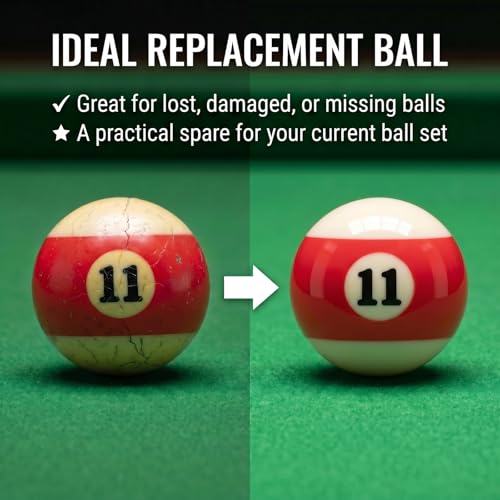 KONLLEN Single Replacement Pool Ball – 2-1/4" Regulation Size & Weight Billiard Ball Made of Phenolic Resin (Choose 1–15 or Cue Ball) - color: #11