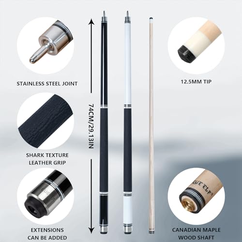 CUEELF Pool Cue Stick Low Deflection Hand-Made Inlay Billiard Cue 58'' Professional Billiard Pool Cue Stick for Adults-12.5mm Tip,3/8 * 8 Joint - color: WD-SM-HEI