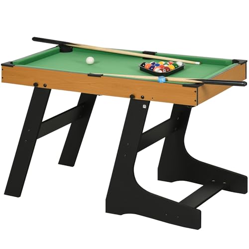 38" Foldable Billiards Tabletop Game, Pool Table Set Billiard Tables with Easy-Fold Design, Includes Balls Cues Chalk Brush for Family Game Night, Compact Billiards Table Table Top Pool Table for Ga