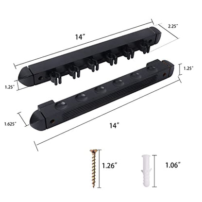 GSE Games & Sports Expert 2-Piece 6/8/12 Billiard Pool Cue Rack Wall Mounted Holders, Billiard Cue Sticks Wall Rack Set - style: 6 Cue - Black