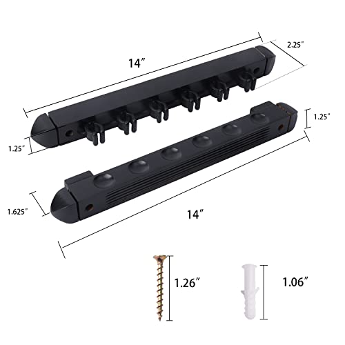 GSE Games & Sports Expert 2-Piece 6/8/12 Billiard Pool Cue Rack Wall Mounted Holders, Billiard Cue Sticks Wall Rack Set - style: 6 Cue - Black