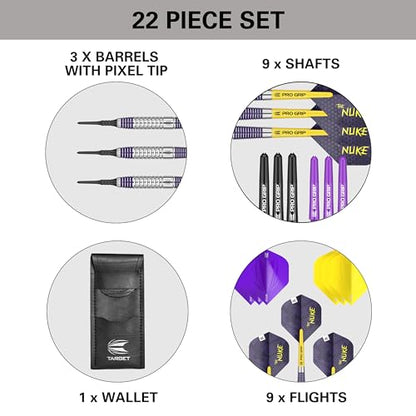 Target Darts Luke Littler Brass Soft Tip Darts Set – 19G Pixel Tip Dart, The Nuke Player Edition Dart Set, Dart Flights, Shafts & Dart Case Included | Professional Dart Accessories