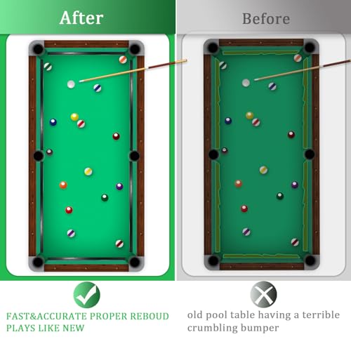 Podoy 8ft Pool Table Replacement Kit, Pool Table Bumpers (Set of 6) with Felt Cloth/Cushion Facings (Set of 12) for Billiard Rail Rubber Bumpers Home & Pro Use Billiard Rail & Pocket Accessories - color: BLACK WITHOUT CLOTH