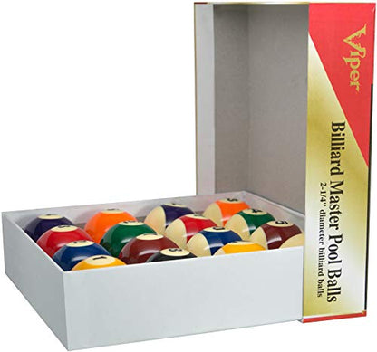 Viper Billiard Master 2-1/4" Regulation Size Billiard/Pool Balls, Complete 16 Ball Set