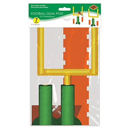 Beistle 2 Piece Game Day Goal Post Centerpieces Football Decorations Sports Party Supplies, 11", Green/Yellow/Orange/Brown/White - style: Football Goal Post
