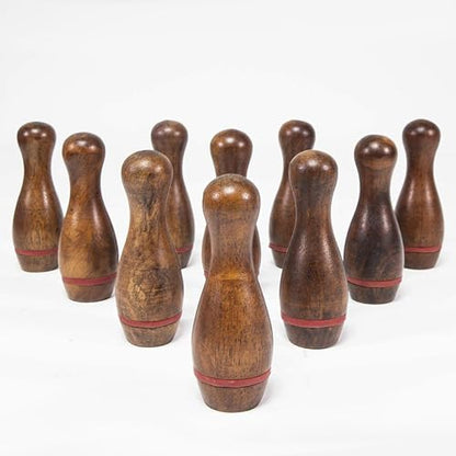 10 Pieces Shuffleboard Bowling Pins Mini Bowling Pins Tabletop Bowling Game Solid Wood Portable Set Suitable for Indoor Outdoor Games