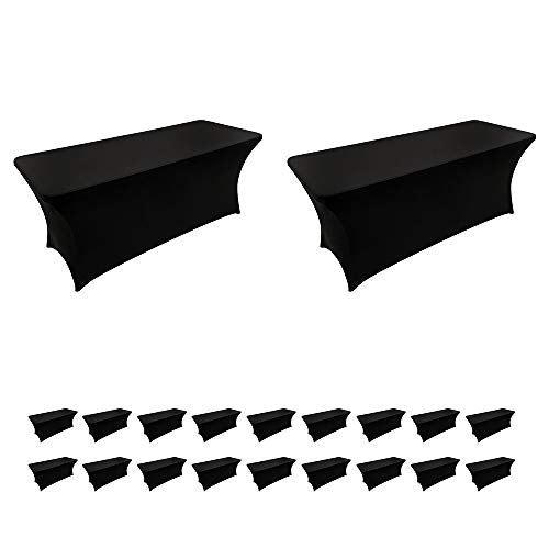 LZY 20 Pack Spandex Table Covers 6 Feet, Stretch/Fitted Table Covers for 6 Feet Folding Table, Rectangular Spandex Table Cloths for Wedding Party or Event (6FT-20PCS, Black) - color: Black, size: 72" x 30" (Rectangle) 20PACK
