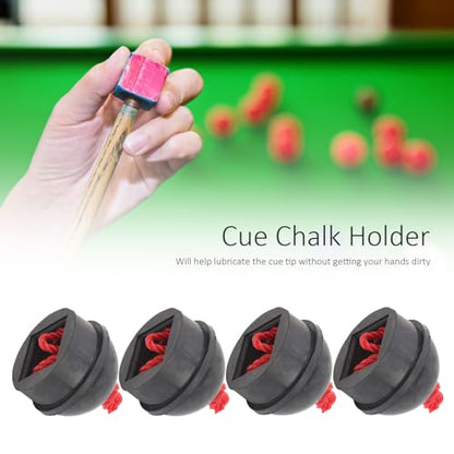 4pcs Cue Chalk Holder, Rubber Chocolate Powder Accessory Pocket Billiard Pool Chalk Holders with String for Pool Cue Stick(Black)