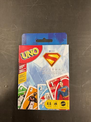 Mattel Games UNO Superman Card Game for Kids, Adults & Family Nights, Parties, Travel & Camping, Toy Collectible Inspired by the Movie - style: UNO Superman