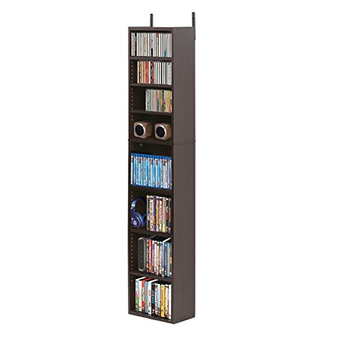 FURINNO Indo 8-Tier Media Tower, Espresso - color: Espresso, size: 8-Shelf, Slim