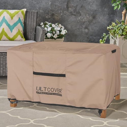 ULTCOVER Outdoor Coffee Table Cover, Waterproof Rectangular Patio Small Side Table Cover 50x30x18 inch - color: Brown, size: 50x30 inch