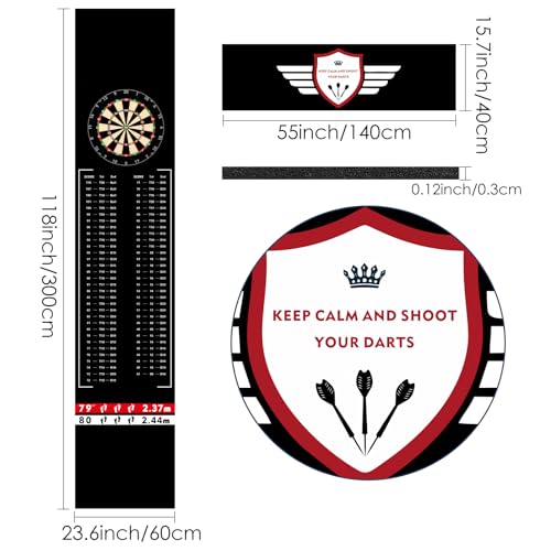 Darts Floor Mat - Heavy Duty Dart Throw Line Mat with Non-Slip Rubber Backing