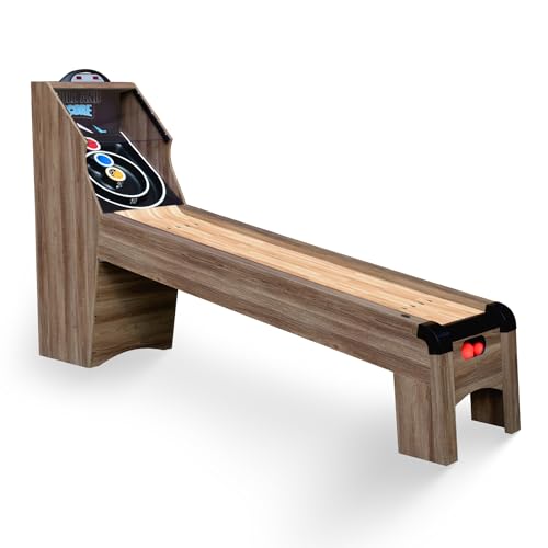Hathaway Shooting Star 9-ft Arcade Ball Roll and Score Machine Table with LED Electronic Scorer and Sound, Great for Family Recreation Game Rooms, Driftwood