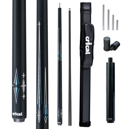 CRICAL Carbon Fiber Pool Cue Stick 58" Billiard Cue Sticks Professional Low Deflection Pool Sticks with 3/8 * 8 Pin Joint and 12.5mm Tip - color: 014-CL03 set
