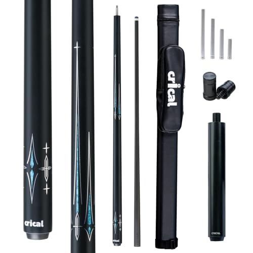 CRICAL Carbon Fiber Pool Cue Stick 58" Billiard Cue Sticks Professional Low Deflection Pool Sticks with 3/8 * 8 Pin Joint and 12.5mm Tip - color: 014-CL03 set