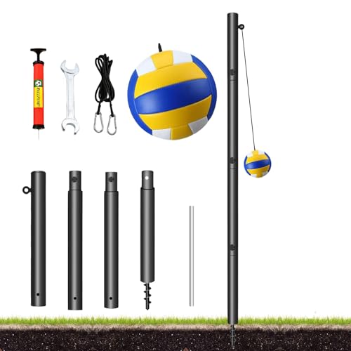 Tetherball Set for Adults and Dog with Tetherball Ball, Rope and Pole, Heavy Duty Tetherball Pole Set Family Fun Portable Outdoor Game for Backyard, Lawn, Sand and Beach