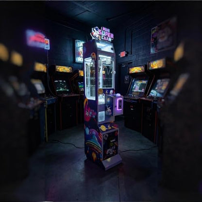 Mini Claw Machine - Coin & Bill Operated Vending Unit - Arcade Style Prize Dispenser for Events,Stores or Game Rooms - Space Theme