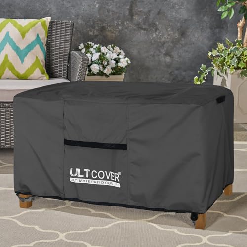 ULTCOVER Outdoor Coffee Table Cover, Waterproof Rectangular Patio Small Side Table Cover 50x30x18 inch, Black - color: Black, size: 50x30 inch