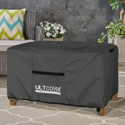 ULTCOVER Outdoor Coffee Table Cover, Waterproof Rectangular Patio Small Side Table Cover 50x30x18 inch, Black - color: Black, size: 50x30 inch