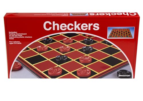 Pressman Checkers -- Classic Game With Folding Board and Interlocking Checkers, 2 Players - color: Interlocking Checkers