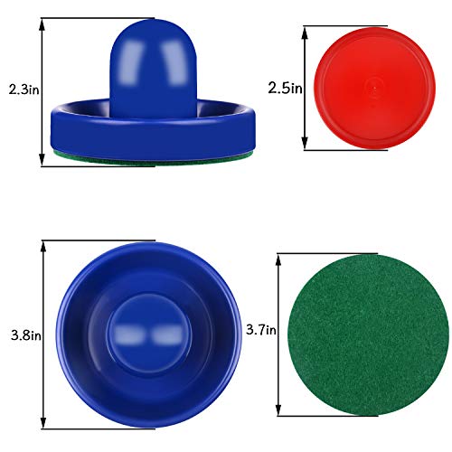 ONE250 Air Hockey Pushers and Red Air Hockey Pucks, Goal Handles Paddles Replacement Accessories for Game Tables (4 Striker, 4 Puck Pack) - color: Blue