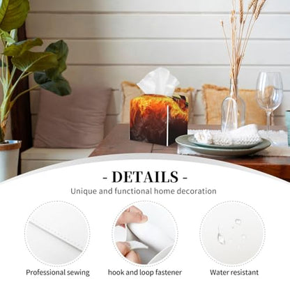 Darts Board in Fire Isolated On Black Background Square Leather Tissue Box Cover - Premium Decorative Organizer with Non-Slip Base for Bathroom Vanity, Nightstand & Countertop