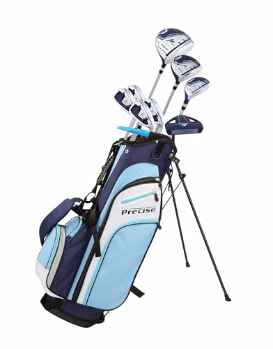 Precise M3 Complete Womens Golf Clubs Set, Includes Driver, Fairway, Hybrid, 7-PW Irons, Wedge, Putter, Stand Bag, 3 H/C's, Golf Clubs Women Right Handed - color: Blue, size: Petite Size -1"