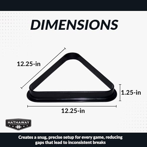 Hathaway Pool Table Triangle Rack – Durable Plastic Billiard Ball Racking Frame for 2.25-in Regulation Billiards Balls – Smooth Molded Design – 12.25-in, Black