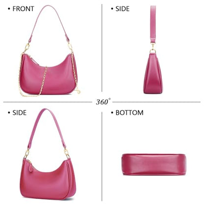KKXIU Shoulder Bag for Women Cute Hobo Purses and Handbags Retro Clutch Underarm Purse | Cute - color: Rosered