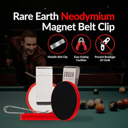 Ultra-Grip Magnetic Chalk Holder Clip - Neodymium Belt Clip for Secure Cue Chalk, Pool Stick Chalk Holder, Ideal for Billiards & Pool Accessories, Cue Stick Magnetic - color: Red