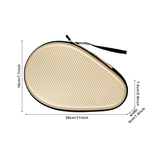 MiOYOOW Table Tennis Racket Case, Hard Shell Ping Pong Storage Bag Ping Pong Paddles Case with Zipper Can Hold 2 Short-Handled Rackets or 1 Long-Handled Racket - color: Straw mat pattern light gold