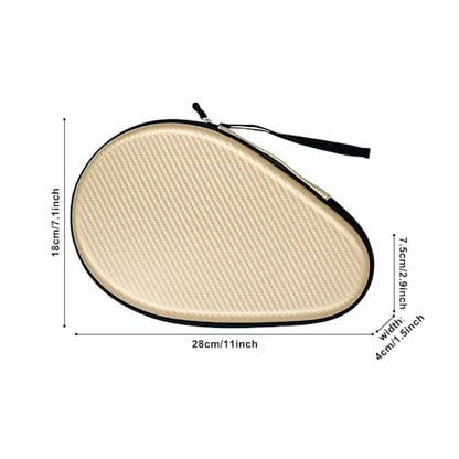 MiOYOOW Table Tennis Racket Case, Hard Shell Ping Pong Storage Bag Ping Pong Paddles Case with Zipper Can Hold 2 Short-Handled Rackets or 1 Long-Handled Racket - color: Straw mat pattern light gold