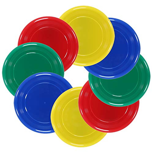 Flying Disc - 9Inch Plastic Flying Disc for Discs Set of 8 Flying Disc Bulk (95 Gram) | Disc Bulk (95 Gram), Support DIY Design|Strong|Durabel|No Chemical Smell | 4 Color Combinations | 8 Pack Flying Disc Set