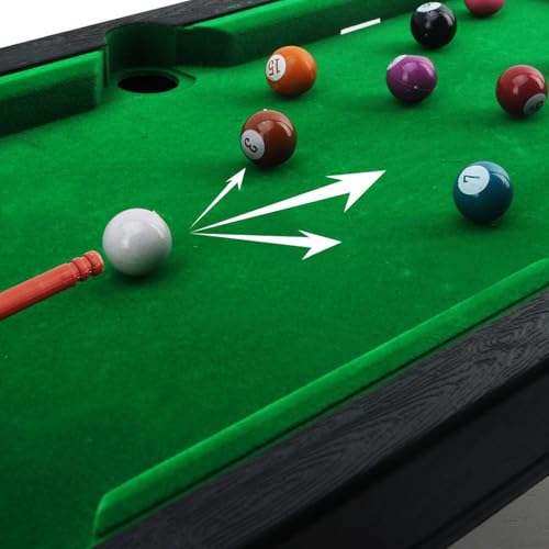 Mini Pool Table Toy – Portable Billiards Game Table for Kids & Adults, Desktop Billiard with Balls & Sticks, Family Game Night Gift for Boys Girls - color: Black & Green