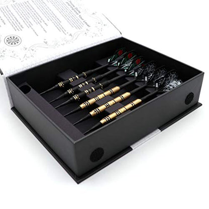 CUESOUL Jazz - Soft Tip Darts Set 19 Grams with 6pcs AK5 Plastic Integrated Flights & 36pcs Plastic Tips for Electronic Dart Board - color: Black Rose + White Skull
