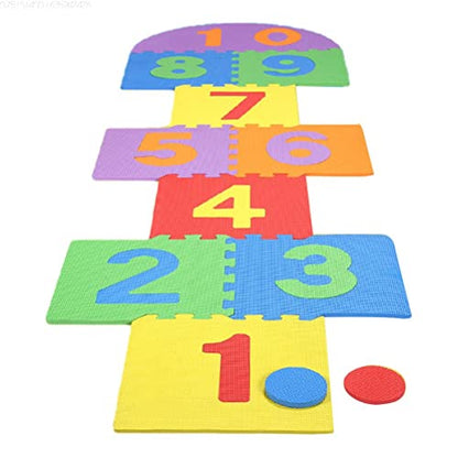 Hopscot Playmat Kids Foam Play Mat,Soft & Non-Toxic Interlocking Puzzle Play Mats EVA Exercise Mat,10 Large Number Foam Tiles (12" by 12" Blocks)