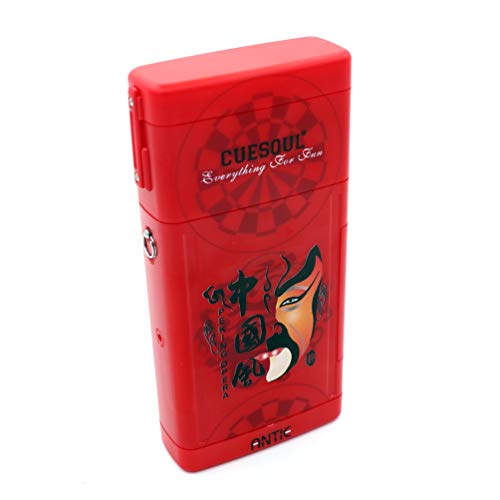 CUESOUL ANTIE Hard Dart Case with Peking Opera Mask Design and Dart Flights Case for Your Choice - color: Dart Case-Red