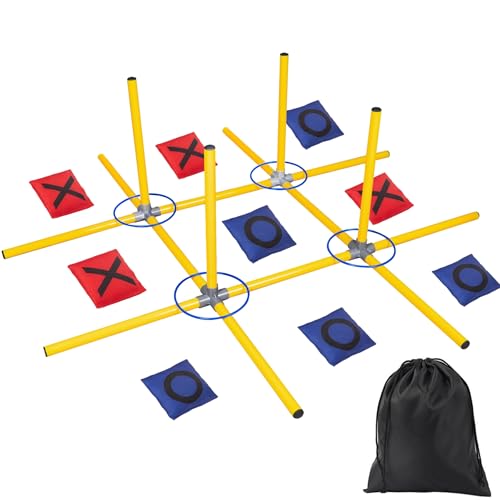 Giant Tic Tac Toe Game,4ft x 4ft Bean Bag & Ring Toss Across Game|Backyard Outdoor Indoor Games Lawn Games for Adults Kids and Family Party Game Christmas Birthday Gifts with Storage Bag