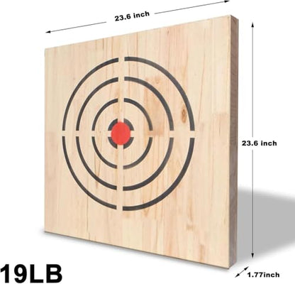 Wooden Axe Throwing Target with Handle & Chain Knife Throwing Target with KnifeThrowing with Steel Chain